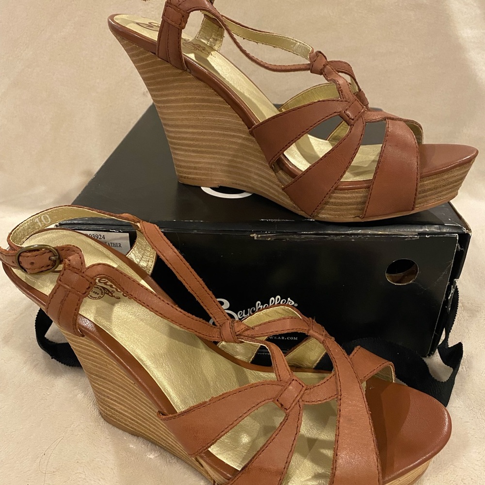 Seychelles Purr Sandal, Size 10M, Whiskey Leather